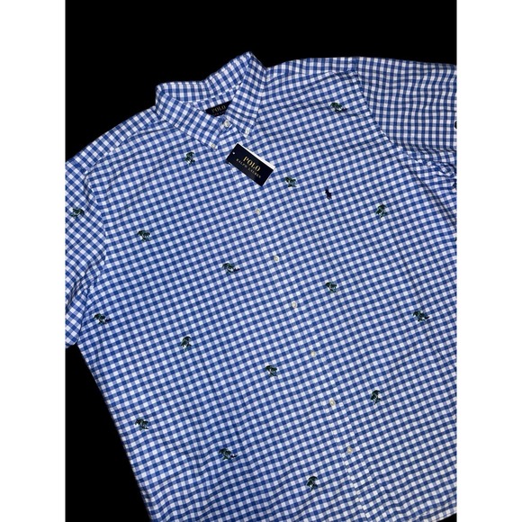 Polo Ralph Lauren 4XLT Palm Trees Short Sleeve Button Down Oxford Shirt Gingham
